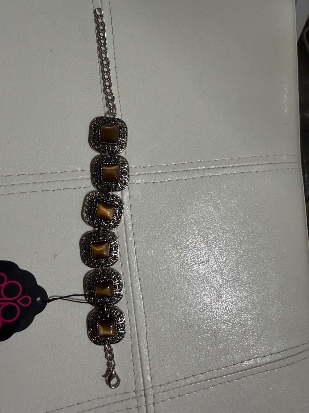 paparazzi Silver-Tone Bracelet with Golden Brown Squares